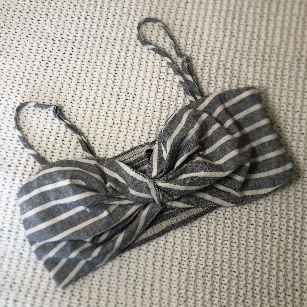 Windsor Striped Twist Front Crop Top Bralette